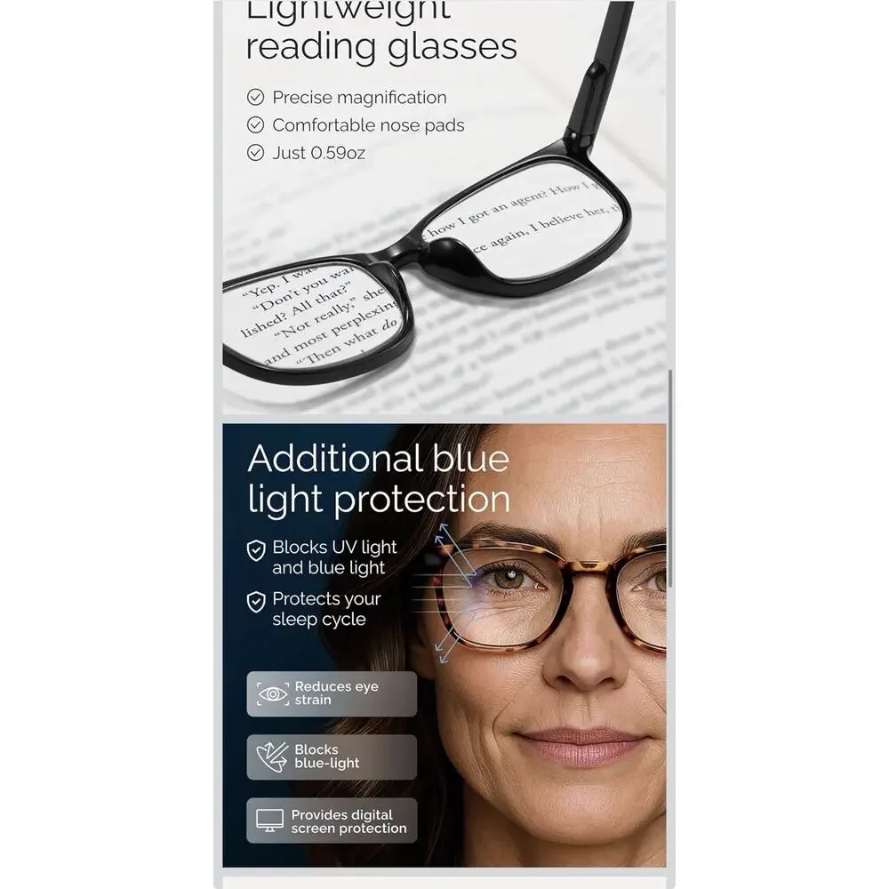 5 Pack- 5.5 Reading Glasses for Women, Eye glasses, Blue Light Readers for Women